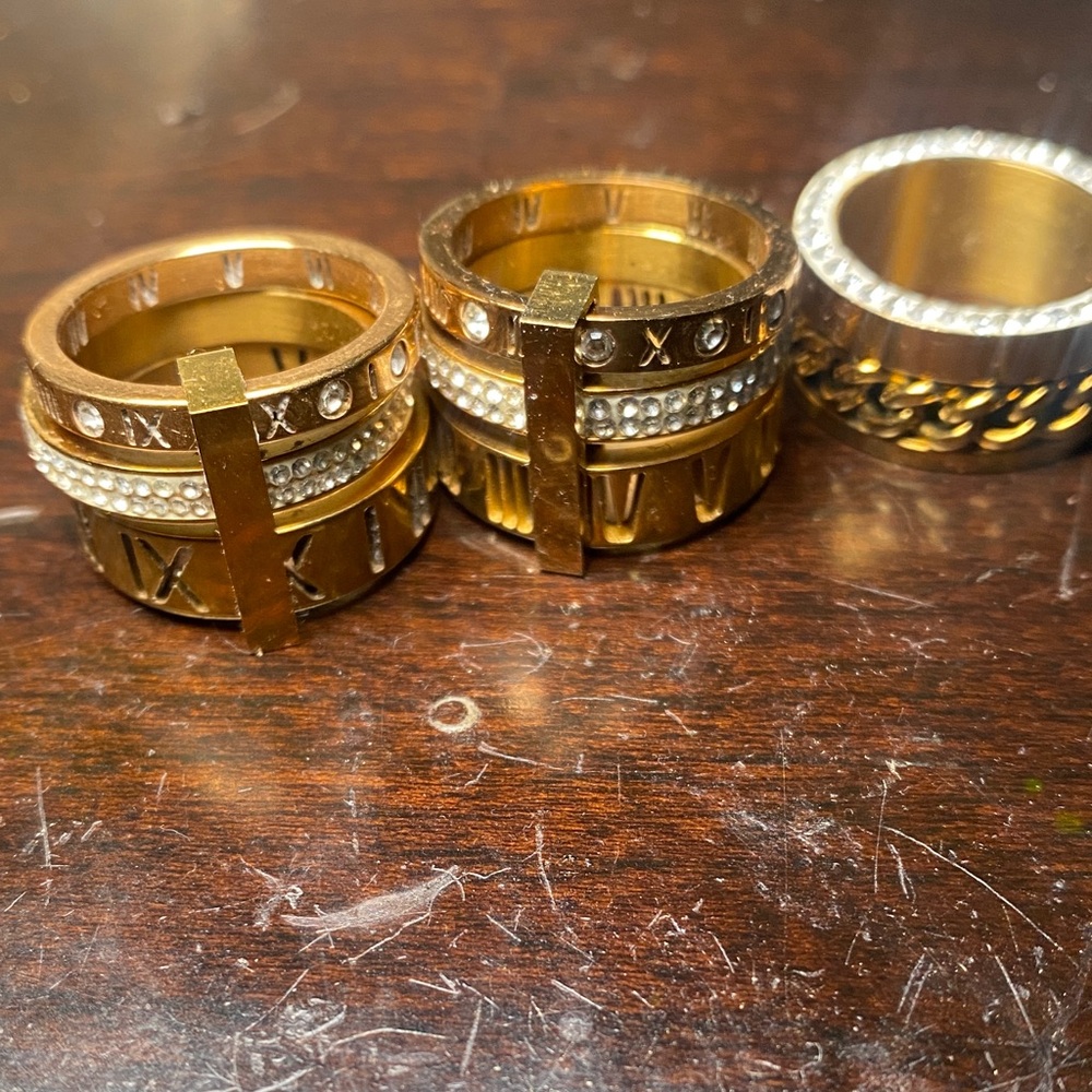 Roman Numeral Gold and Silver Rings